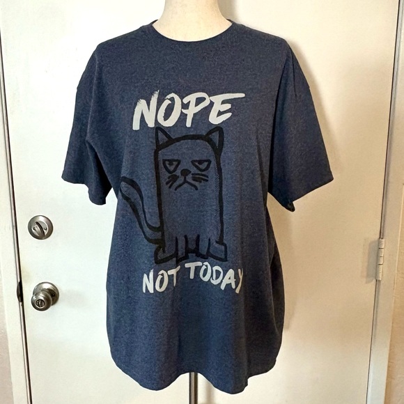 Nope Not Today Unisex Cat Tee Shirt - Picture 1 of 3